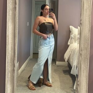 Zara Denim Long Skirt with slit
